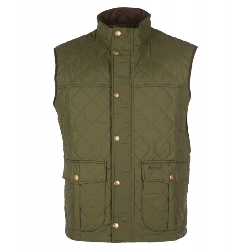 Gilet Homme Lands' End Quilté - Taille 42-44 - Vert - Duvet D'Oie - Boutons Pression